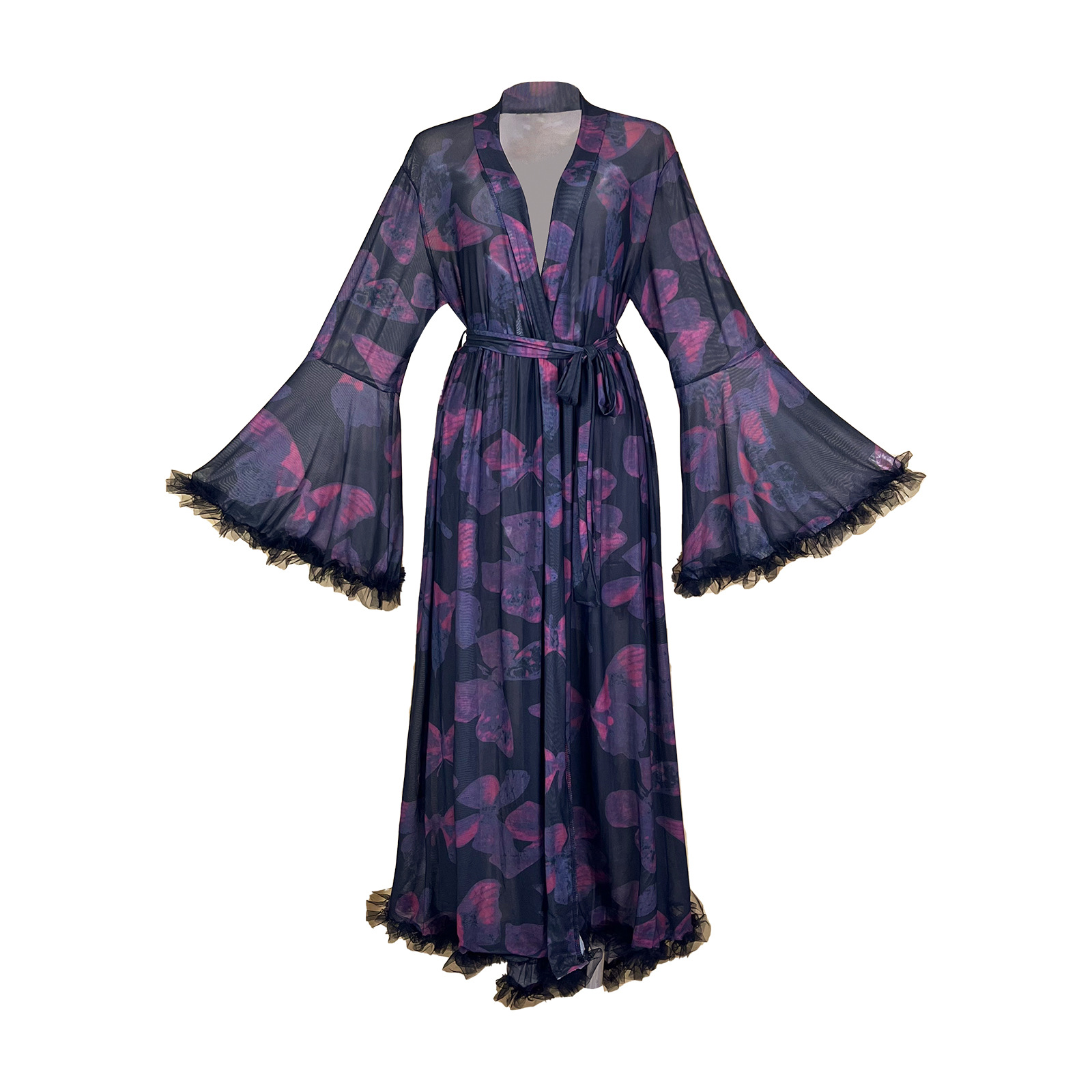 Kimono Sheer Floral - Летний прозрачный халат из сетки с