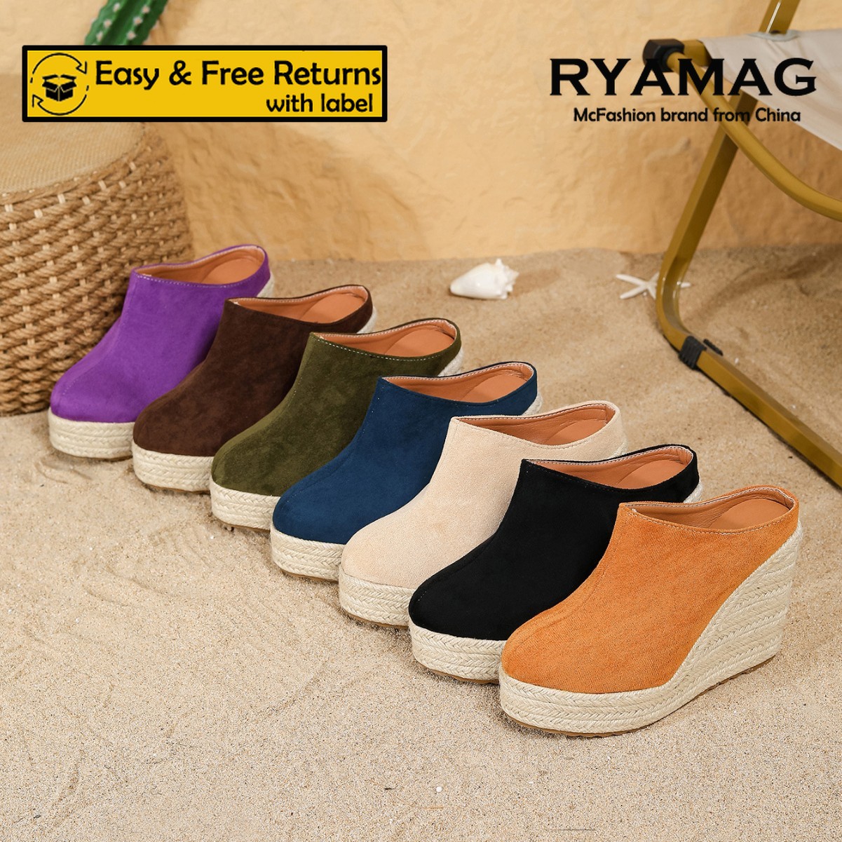 Удобные женские мюли RYAMAG на – обзор и цена Wedge Espadrille Women