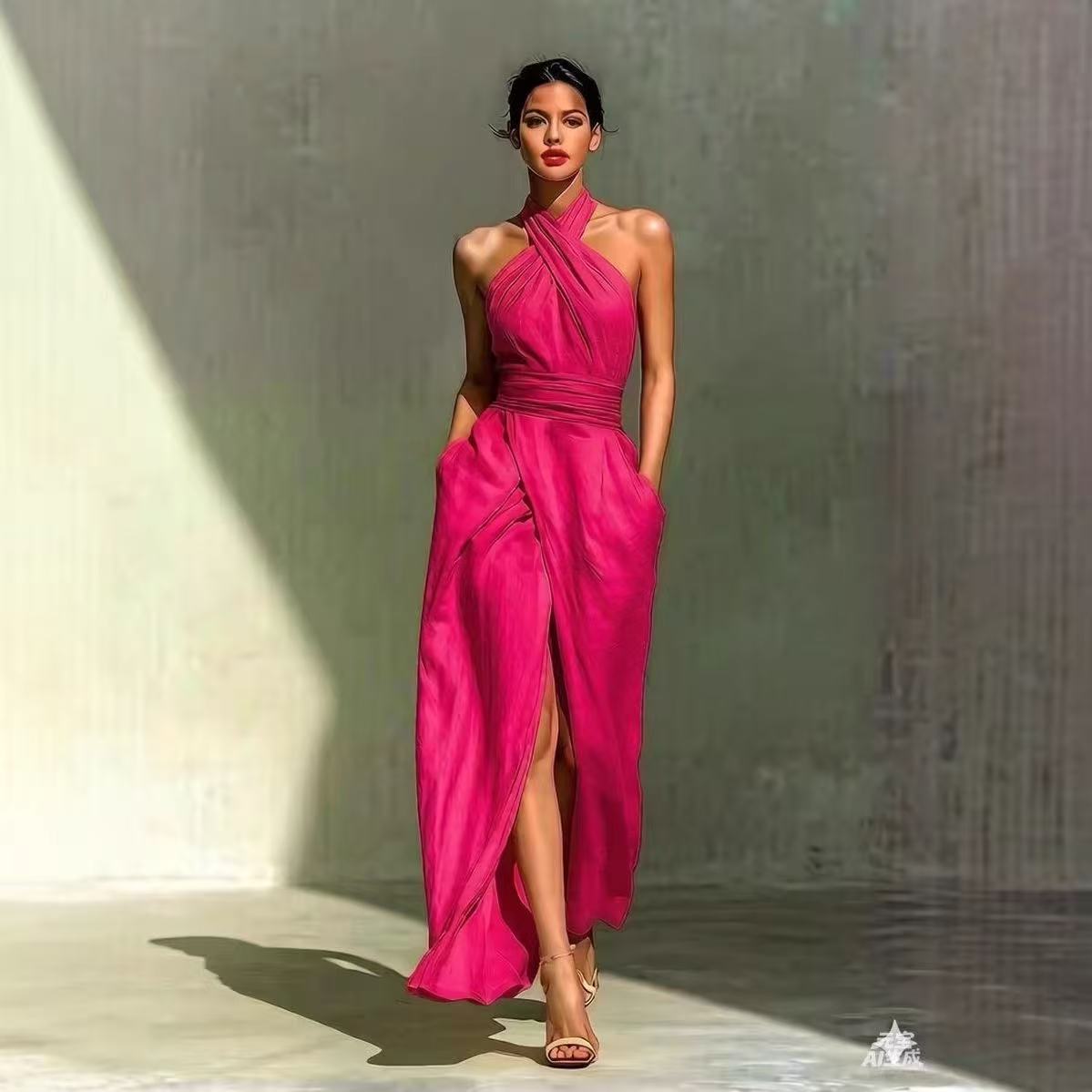 Элегантное однотонное длинное  – обзор и цена Maxi Dress Halter
